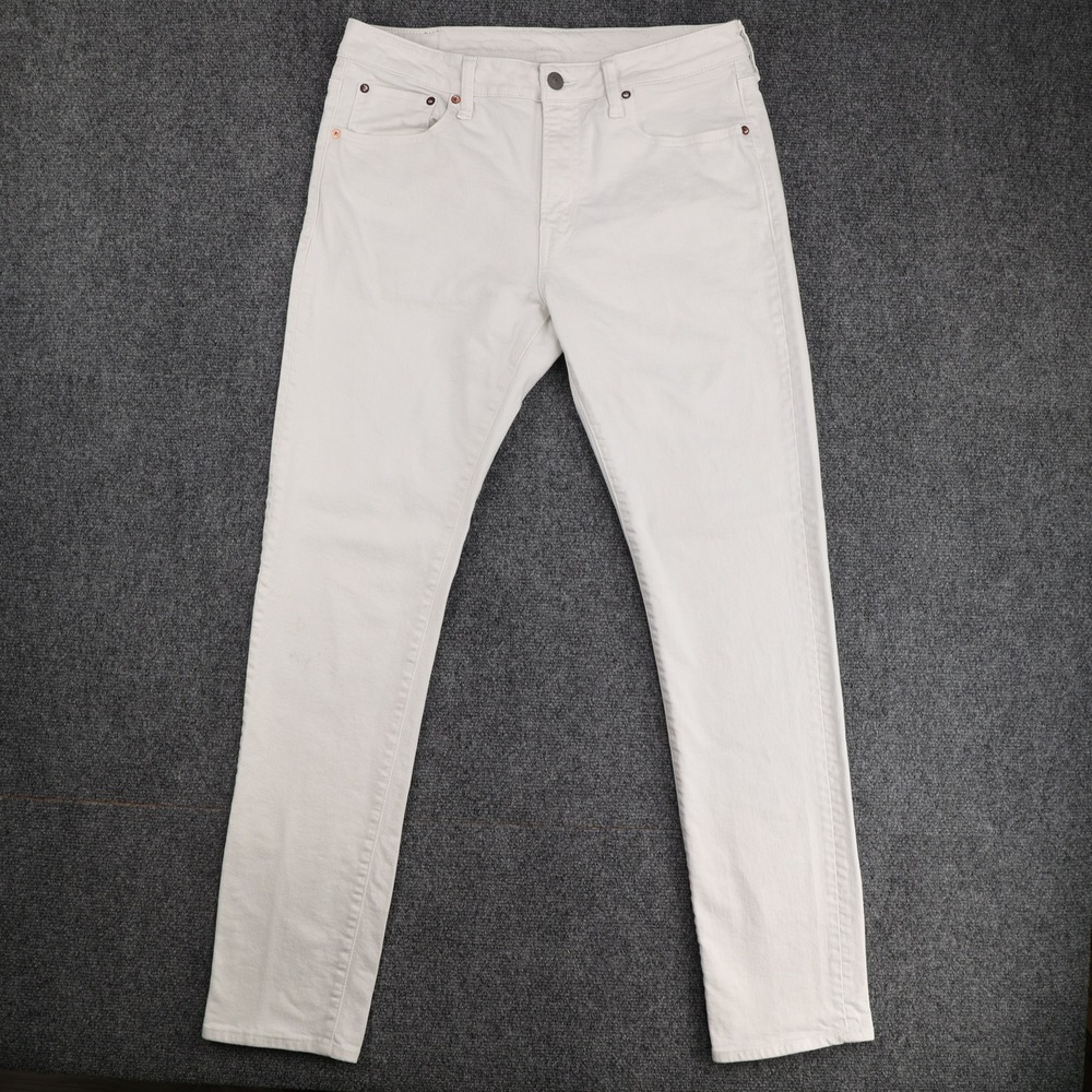 American‎ Eagle Mens Slim Jeans White Cream Denim 34x34 (34x33) Casual Mid Rise